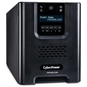 CyberPower PR1500LCDN Mini-Tower UPS, UL Rated, Multi-function extendable LCD panel, 8× NEMA 5-15R, installed RMCARD